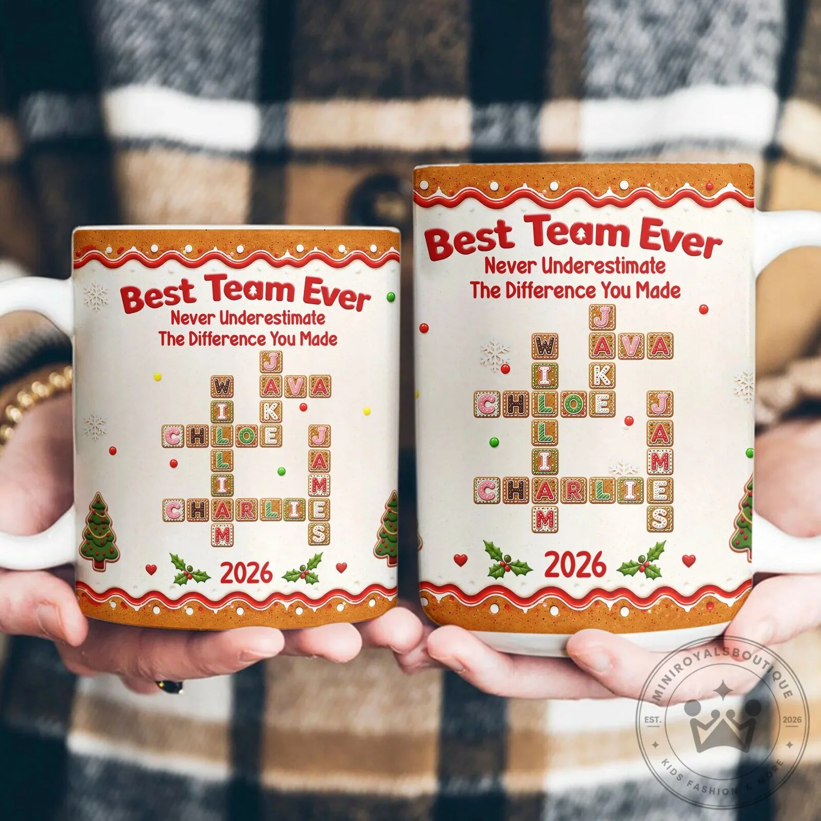 Personalized Best Team Ever Christmas Gingerbread Crossword Mug 14 Personalized Best Team Ever Christmas Gingerbread Crossword Mug