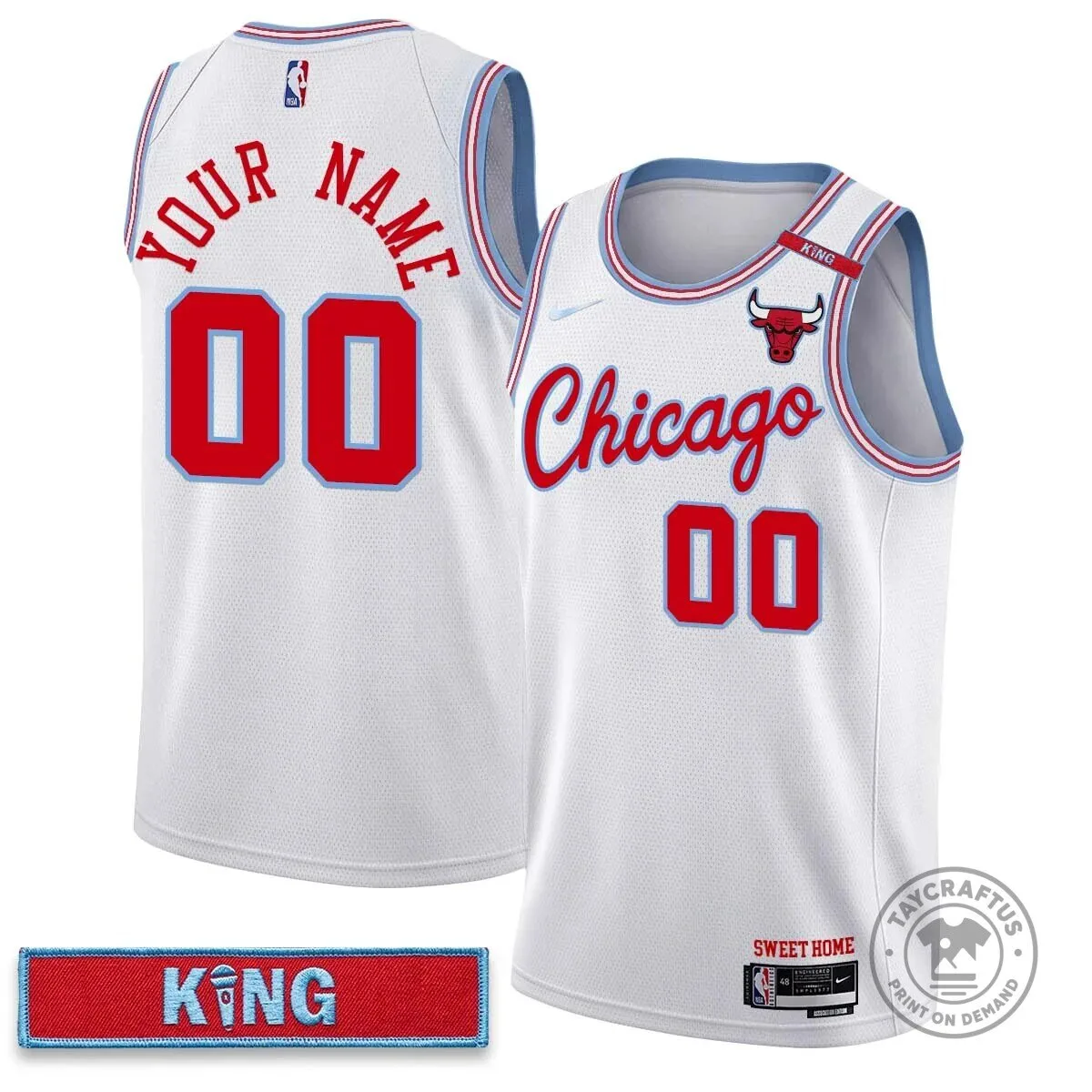 Custom White City Edition Basketball Jersey for Chicago Bulls