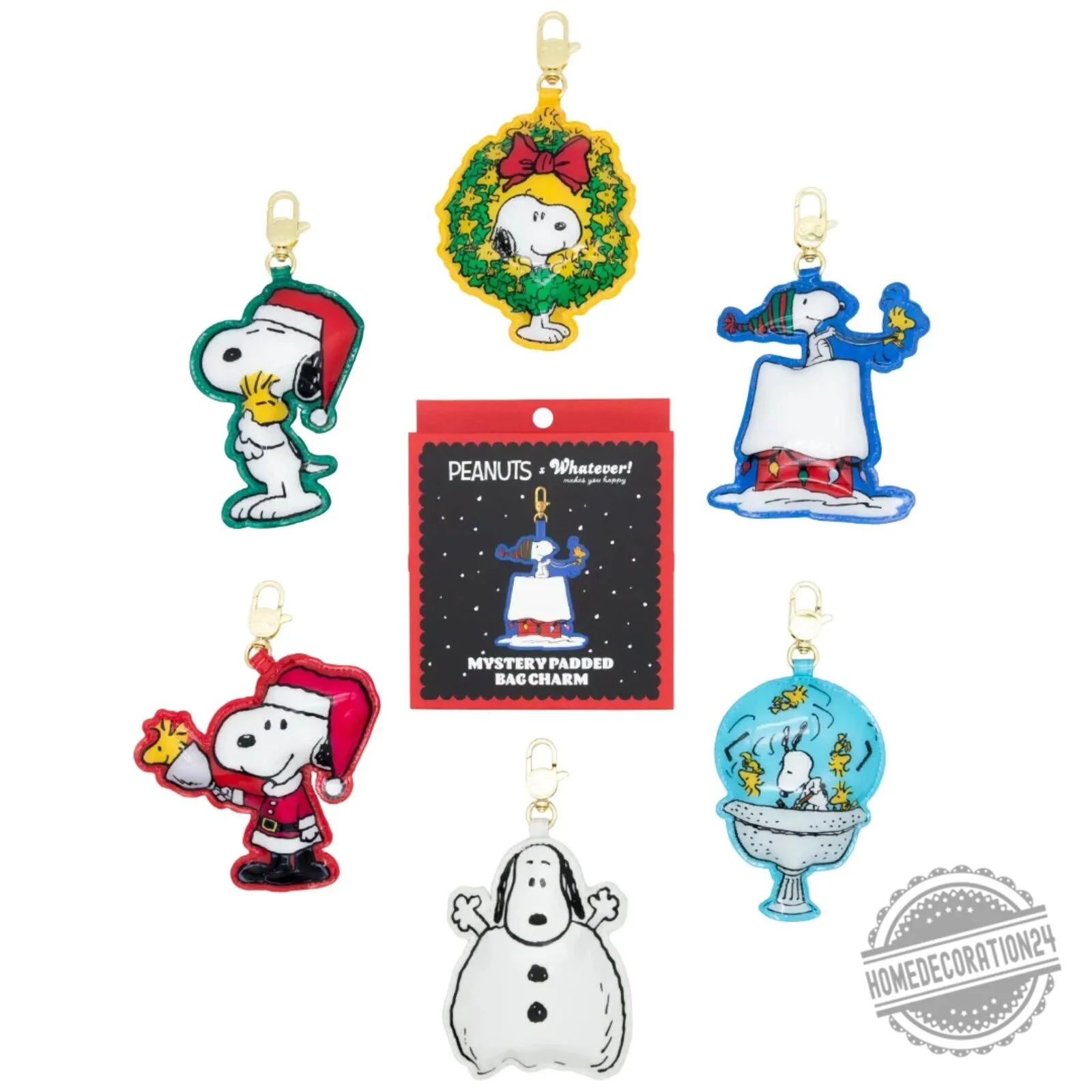 Peanuts Snoopy Winter Scenes Mystery Box Padded Bag Charm Keychain