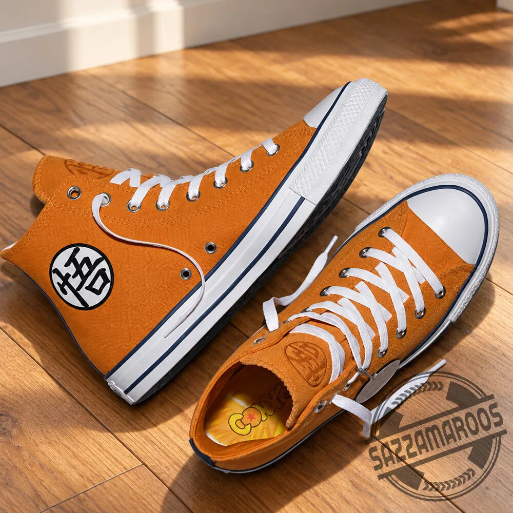Dragon Ball Z Goku Kanji Orange High Top Converse Sneakers Shoes 3 Dragon Ball Z Goku Kanji Orange High Top Converse Sneakers Shoes