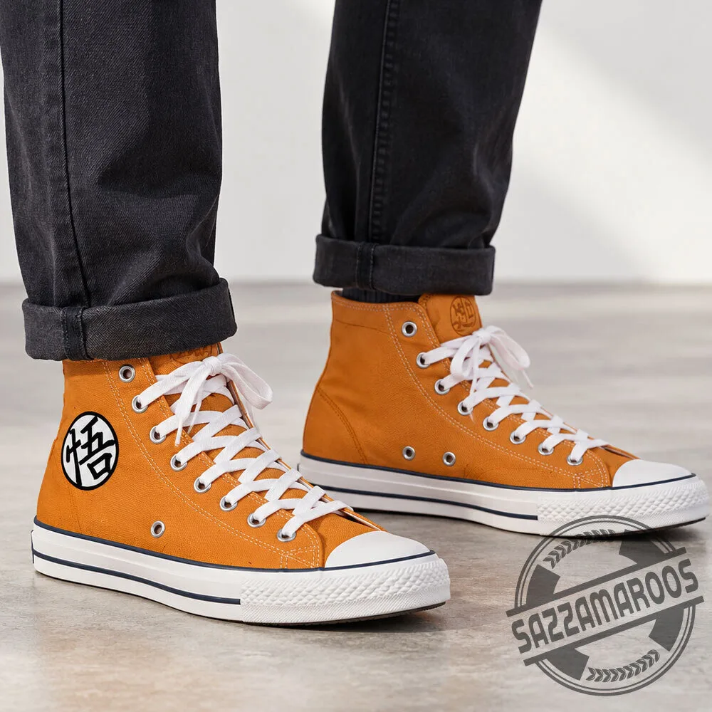 Dragon Ball Z Goku Kanji Orange High Top Converse Sneakers Shoes 4 Dragon Ball Z Goku Kanji Orange High Top Converse Sneakers Shoes