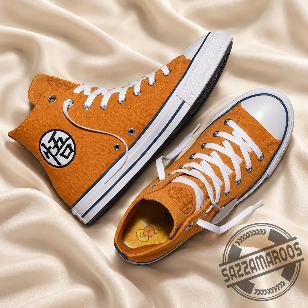 Dragon Ball Z Goku Kanji Orange High Top Converse Sneakers Shoes 5 Dragon Ball Z Goku Kanji Orange High Top Converse Sneakers Shoes
