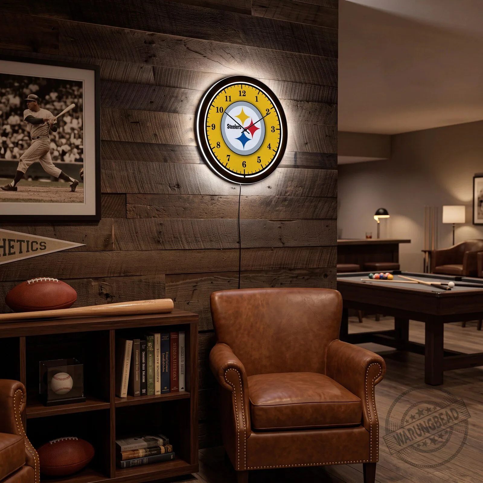 Pittsburgh Steelers NFL Football Team Round LED Lighted Wall Clock