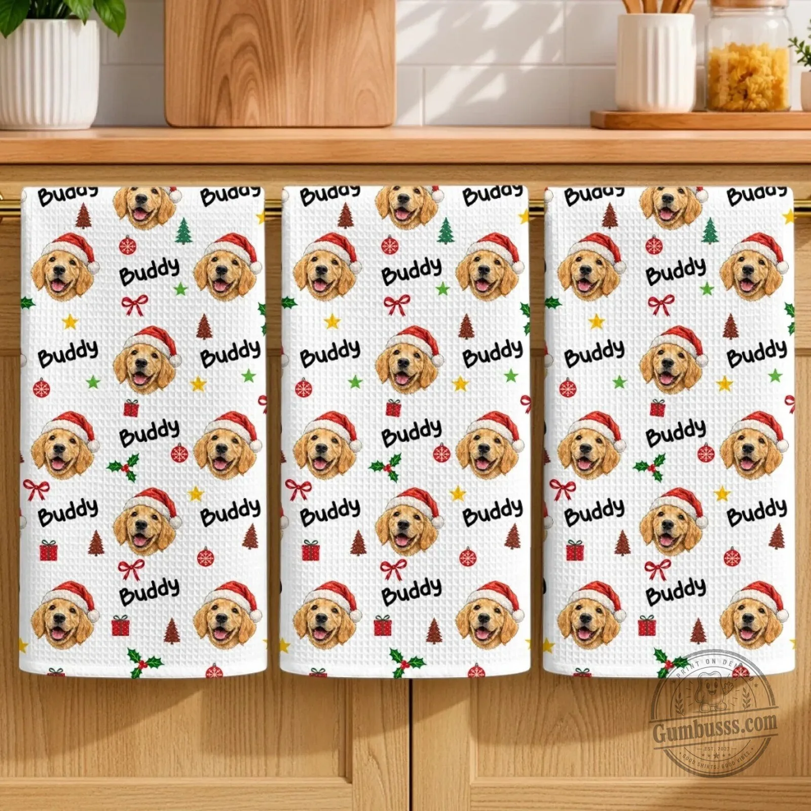 Personalized Golden Retriever Christmas Dog Photo Kitchen Towel 9 Personalized Golden Retriever Christmas Dog Photo Kitchen Towel