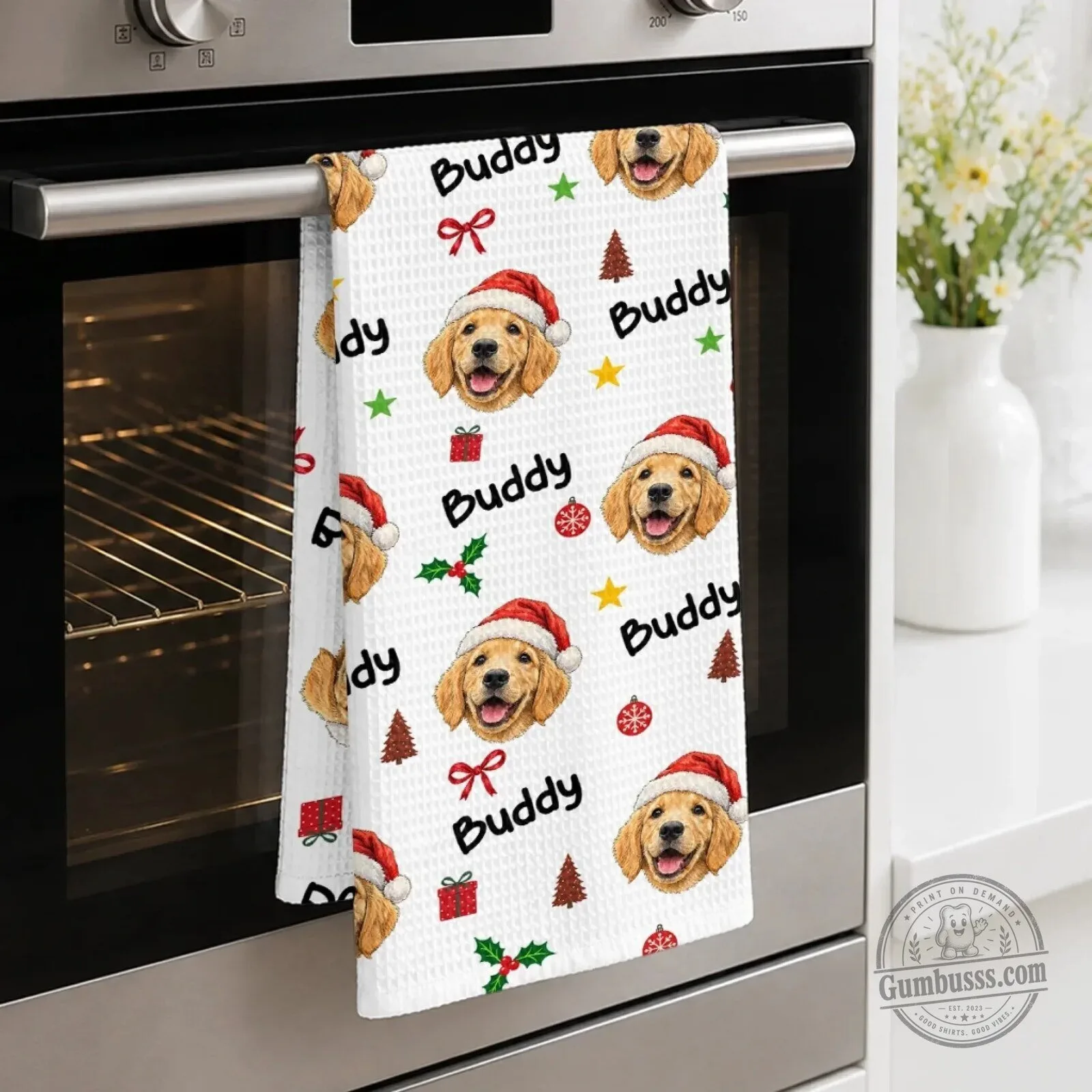 Personalized Golden Retriever Christmas Dog Photo Kitchen Towel 10 Personalized Golden Retriever Christmas Dog Photo Kitchen Towel