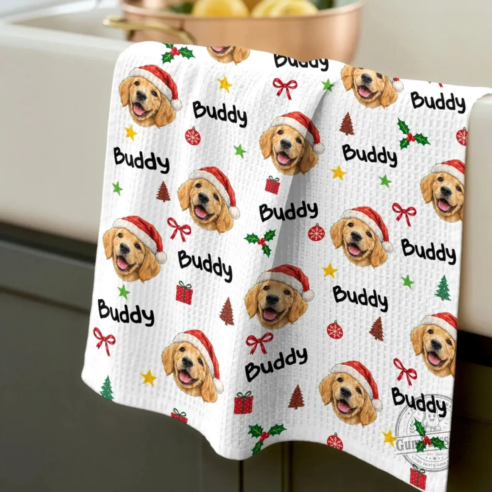 Personalized Golden Retriever Christmas Dog Photo Kitchen Towel 11 Personalized Golden Retriever Christmas Dog Photo Kitchen Towel