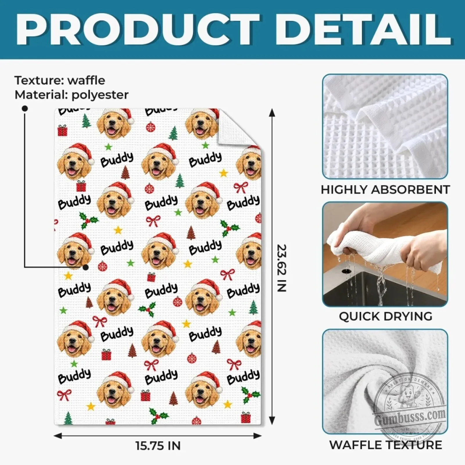 Personalized Golden Retriever Christmas Dog Photo Kitchen Towel 13 Personalized Golden Retriever Christmas Dog Photo Kitchen Towel