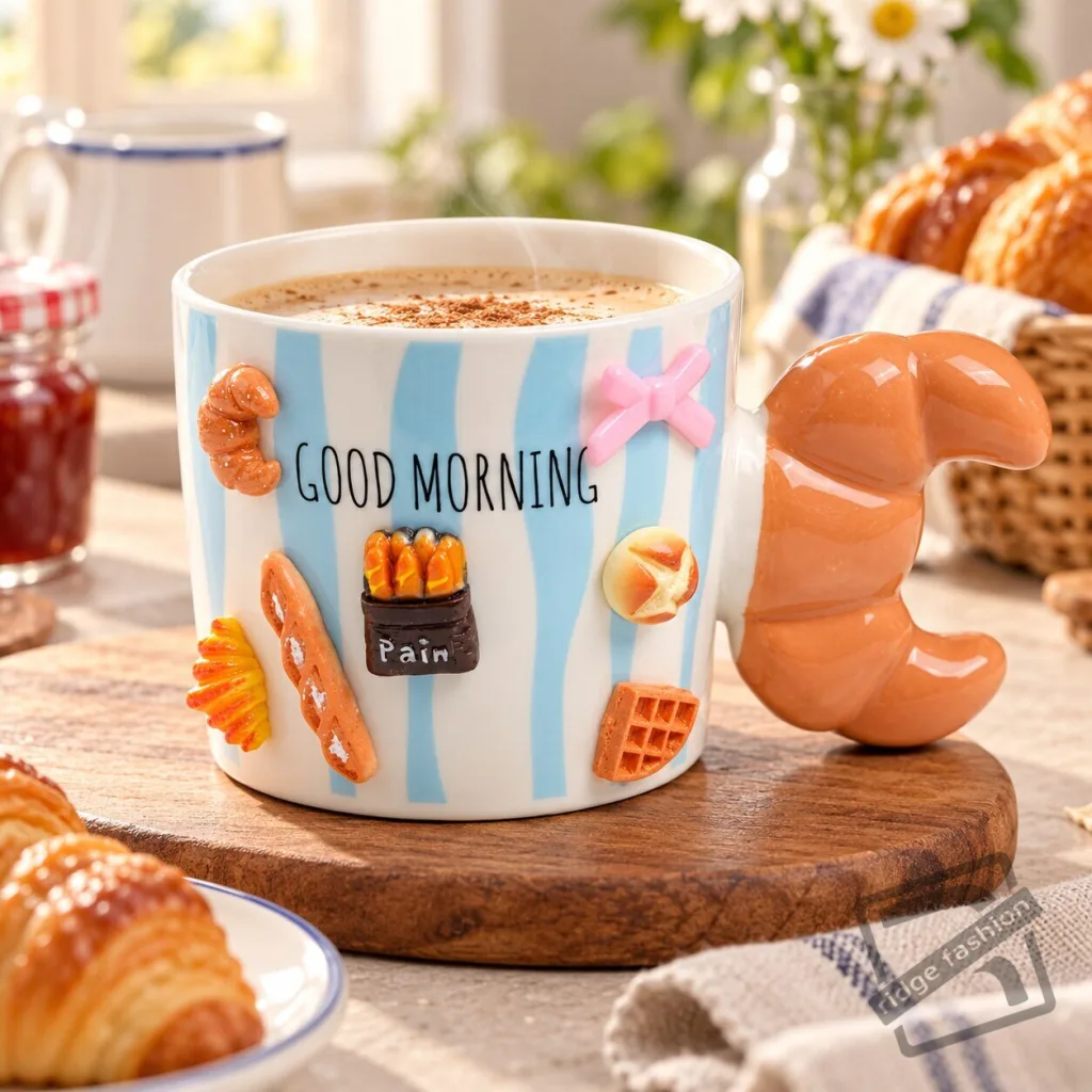 "Unique Gifts: Mugs, Flower Sets, Hoodies, and Advent Calendars" 17 Good Morning Croissant Ceramic Mug