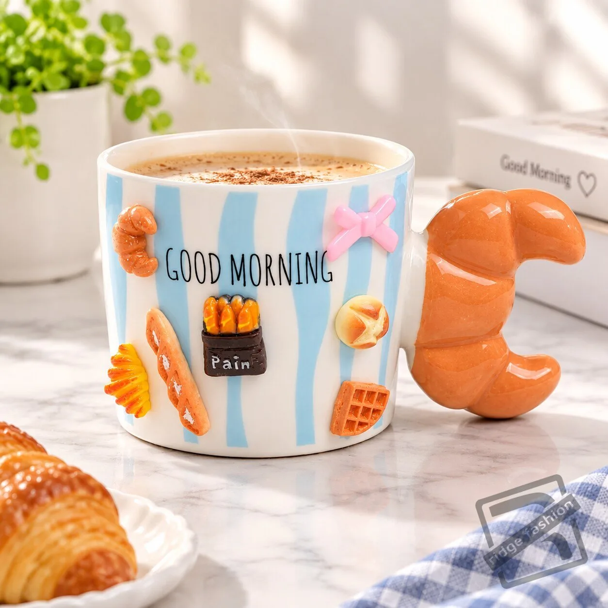 Good Morning Croissant Ceramic Mug Good Morning Croissant Ceramic Coffee Mug – image 2 of 4