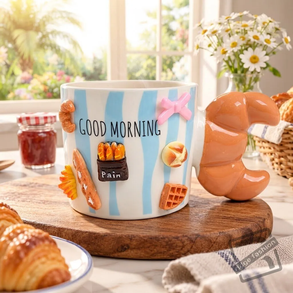Good Morning Croissant Ceramic Mug Good Morning Croissant Ceramic Coffee Mug – image 4 of 4