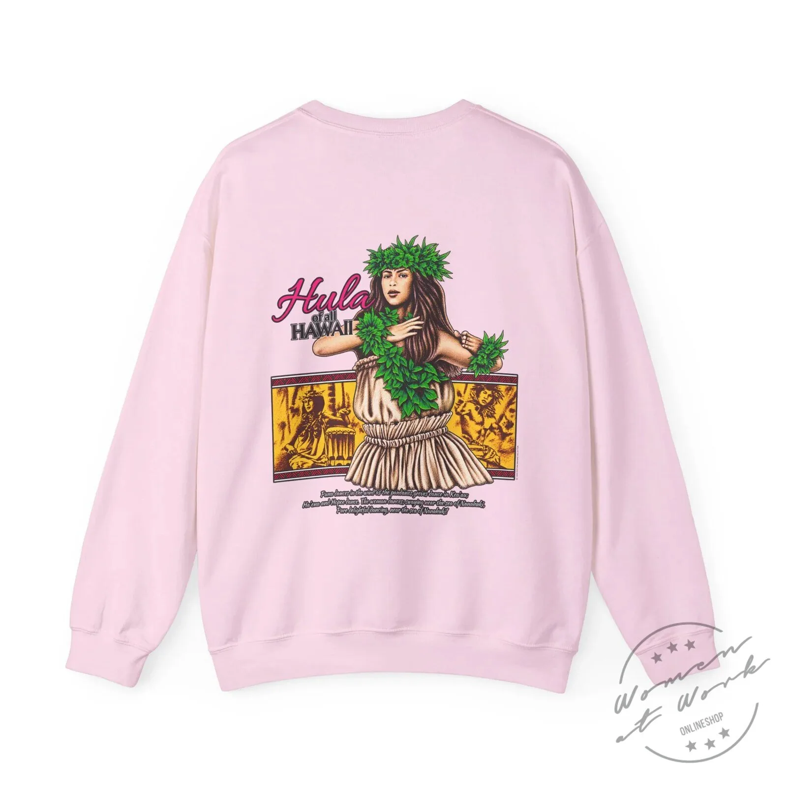 Hawaiian Hula Dancer Tropical Island Pink Crewneck Sweatshirt 1 Hawaiian Hula Dancer Tropical Island Pink Crewneck Sweatshirt