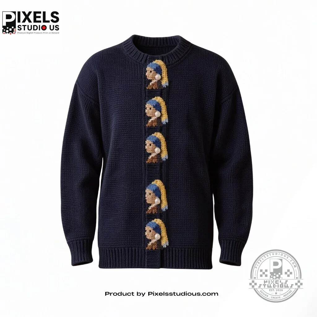 Johannes Vermeers Girl with a Pearl Earring Knit Sweater