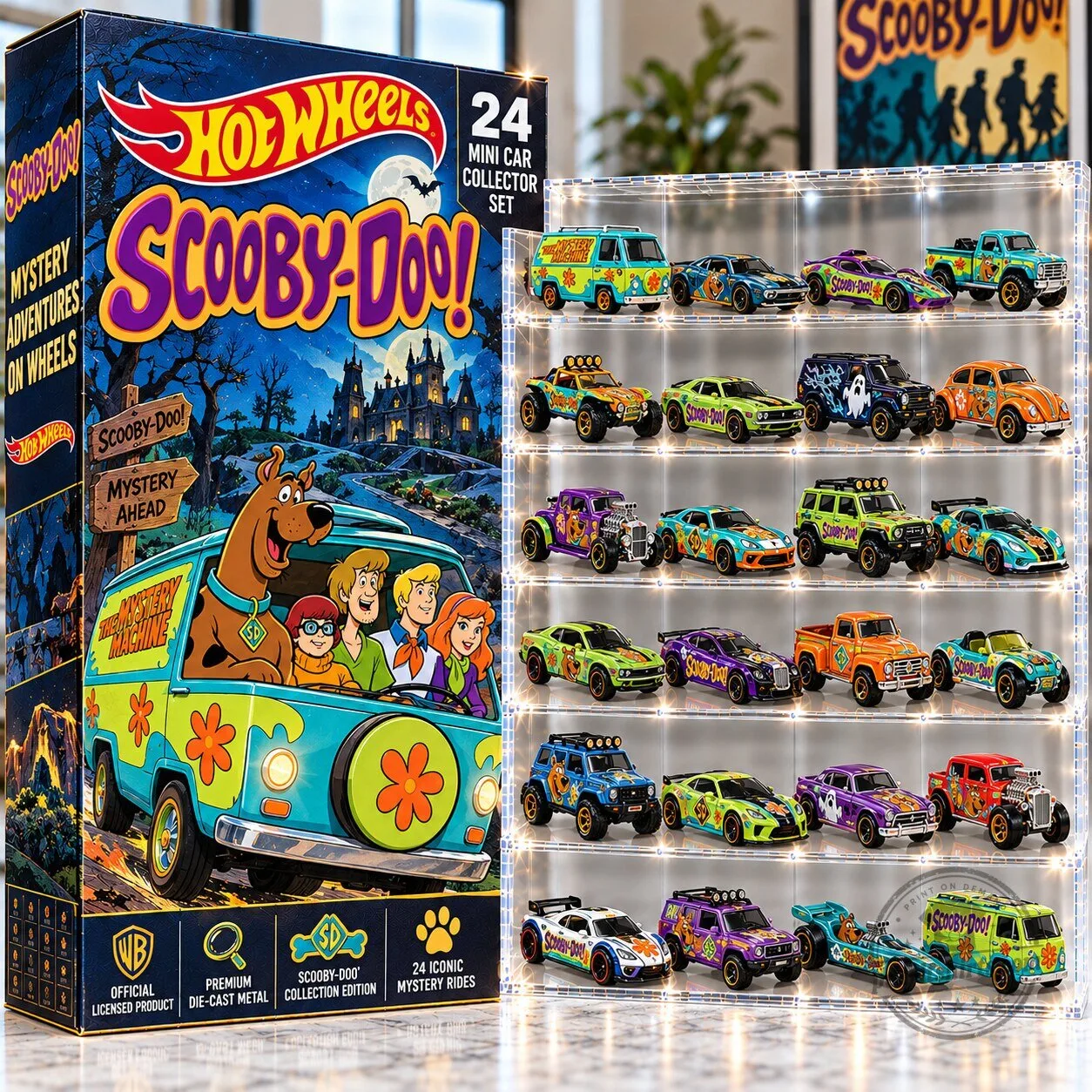 Scooby-Doo Hot Wheels 24 Mini Car Collector Set Mystery Adventures on Wheels 2D