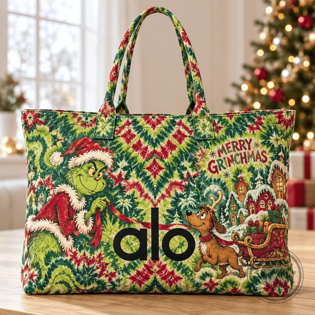 Merry Grinchmas The Grinch and Max Christmas Holiday Tote Bag