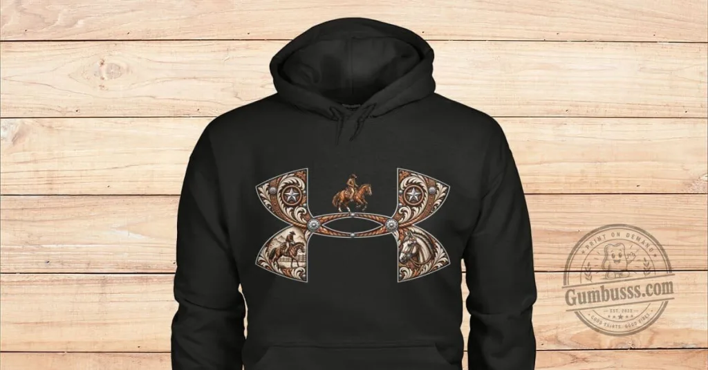 Western Horse Riding Cowboy Under Armour Logo Inspired Graphic Hoodie Western Horse Riding Cowboy Under Armour Logo Inspired Graphic Hoodie
