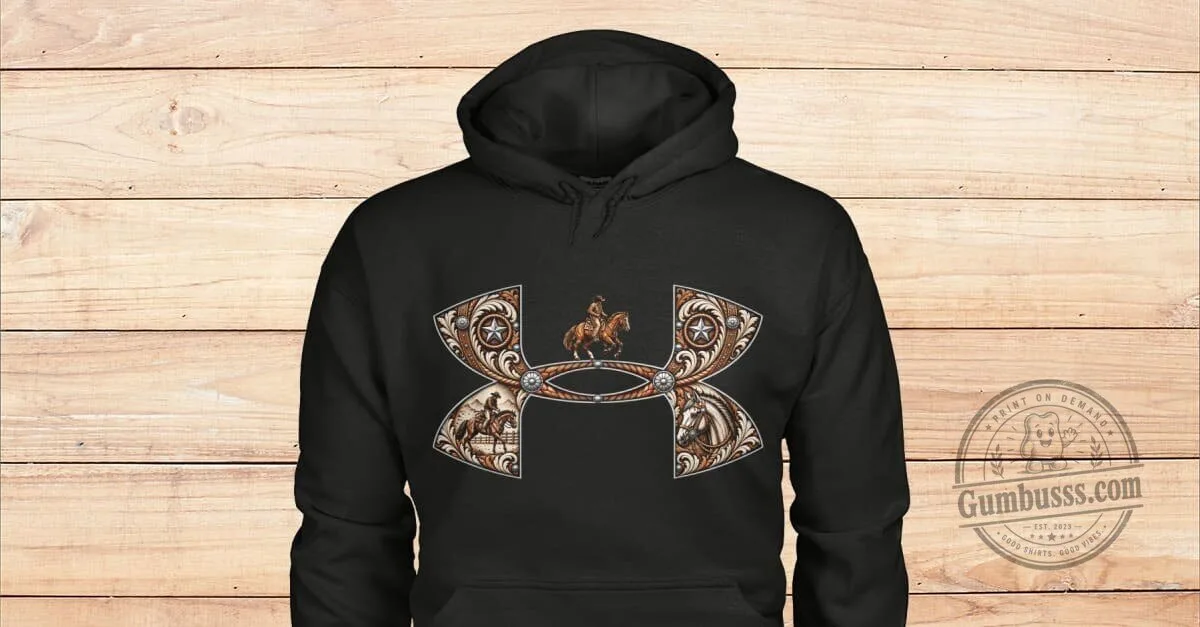 Western Horse Riding Cowboy Under Armour Logo Inspired Graphic Hoodie 1 Western Horse Riding Cowboy Under Armour Logo Inspired Graphic Hoodie