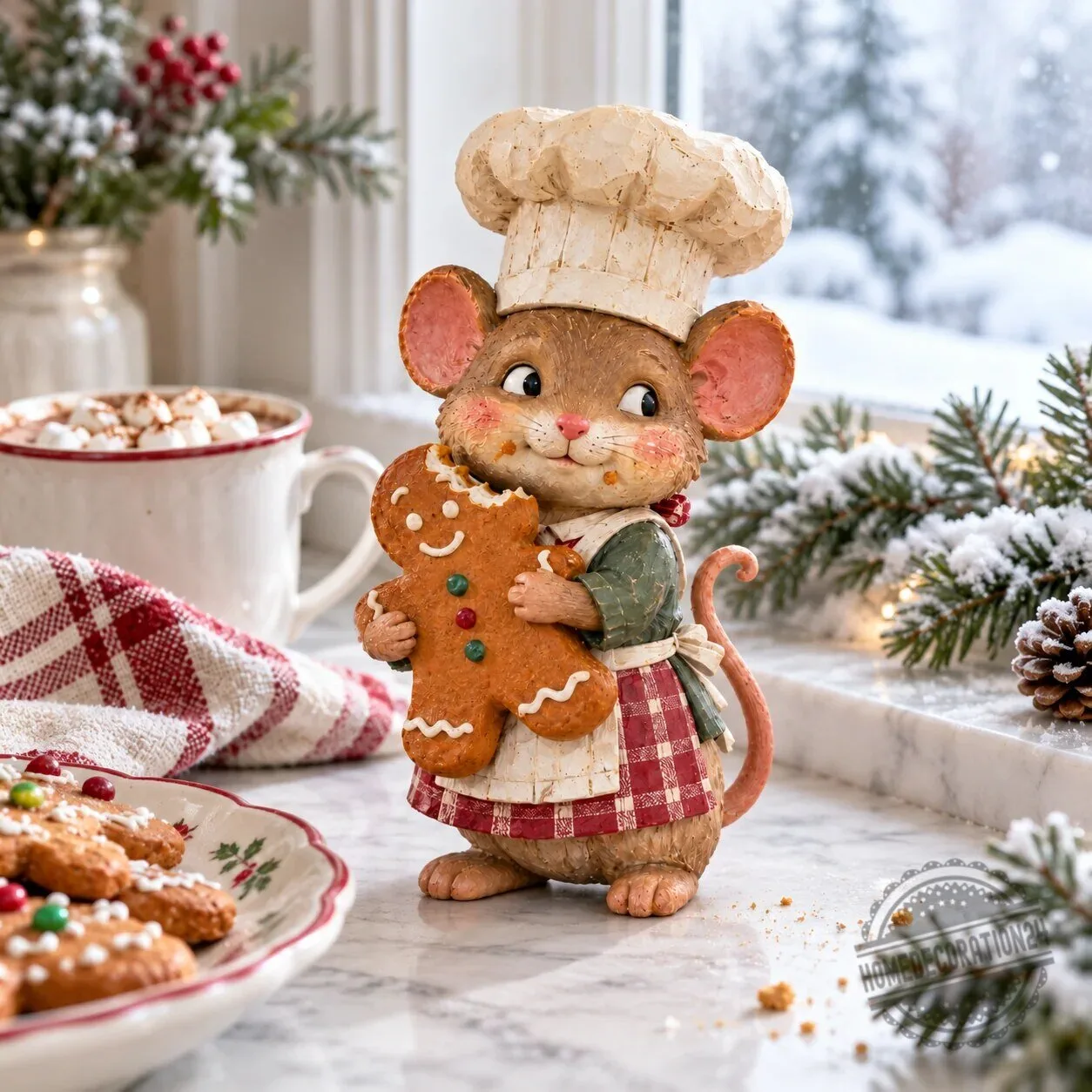 Christmas Gingerbread Baker Mouse Holding Cookie Figurine 10 Christmas Gingerbread Baker Mouse Holding Cookie Figurine