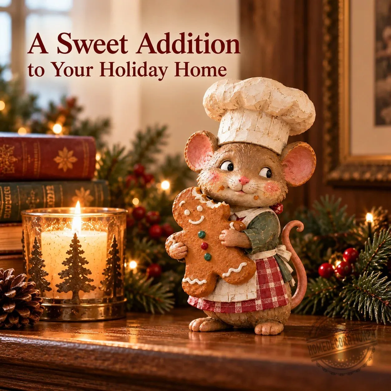 Christmas Gingerbread Baker Mouse Holding Cookie Figurine 15 Christmas Gingerbread Baker Mouse Holding Cookie Figurine