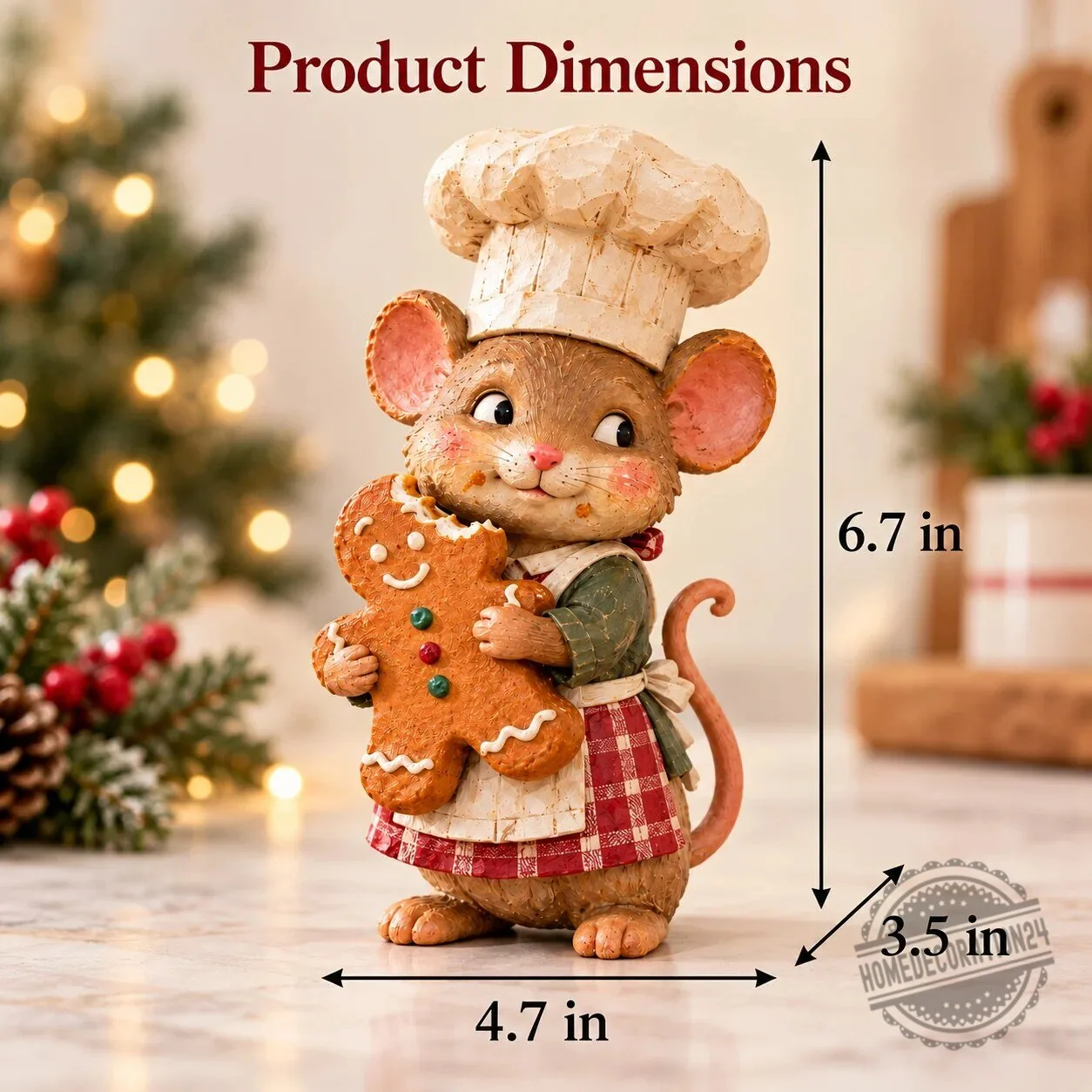Christmas Gingerbread Baker Mouse Holding Cookie Figurine 16 Christmas Gingerbread Baker Mouse Holding Cookie Figurine
