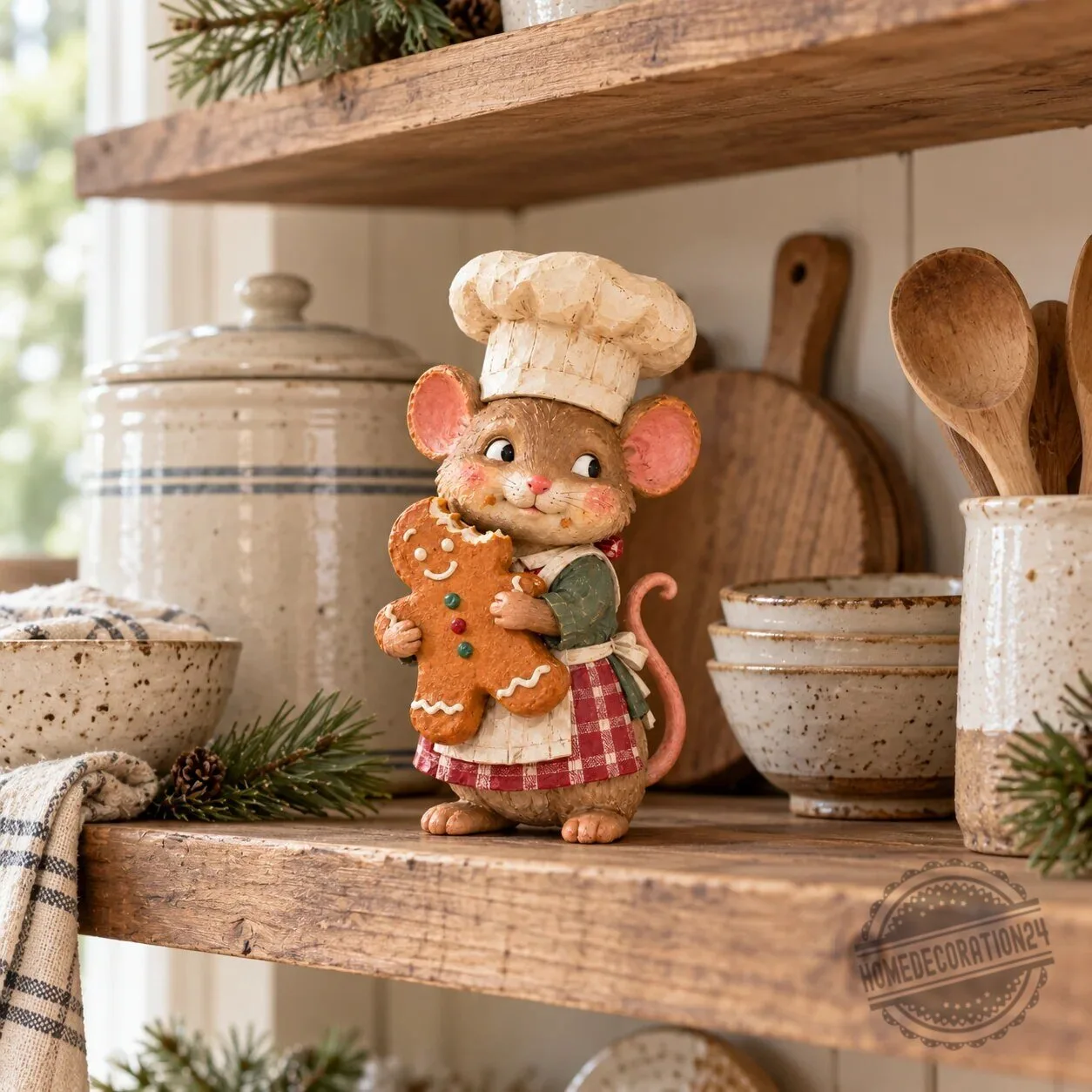 Christmas Gingerbread Baker Mouse Holding Cookie Figurine 18 Christmas Gingerbread Baker Mouse Holding Cookie Figurine