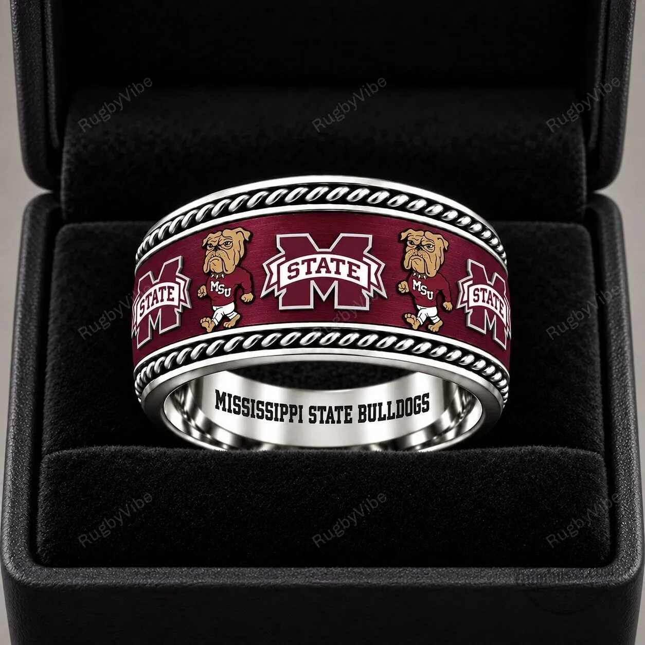 Mississippi State Bulldogs Maroon and White College Sports Team Ring 1 Mississippi State Bulldogs Maroon and White College Sports Team Ring