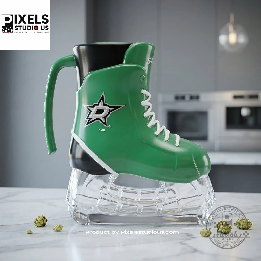 Dallas Stars Beer Skate Souvenir Cup 5 Dallas Stars Beer Skate Souvenir Cup product image showing design and details
