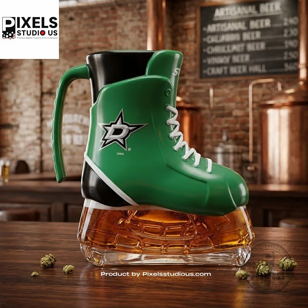 Dallas Stars Beer Skate Souvenir Cup 6 Dallas Stars Beer Skate Souvenir Cup product image showing design and details