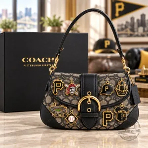 Pittsburgh Pirates Coach Signature Pattern Soho Shoulder Bag With Charms