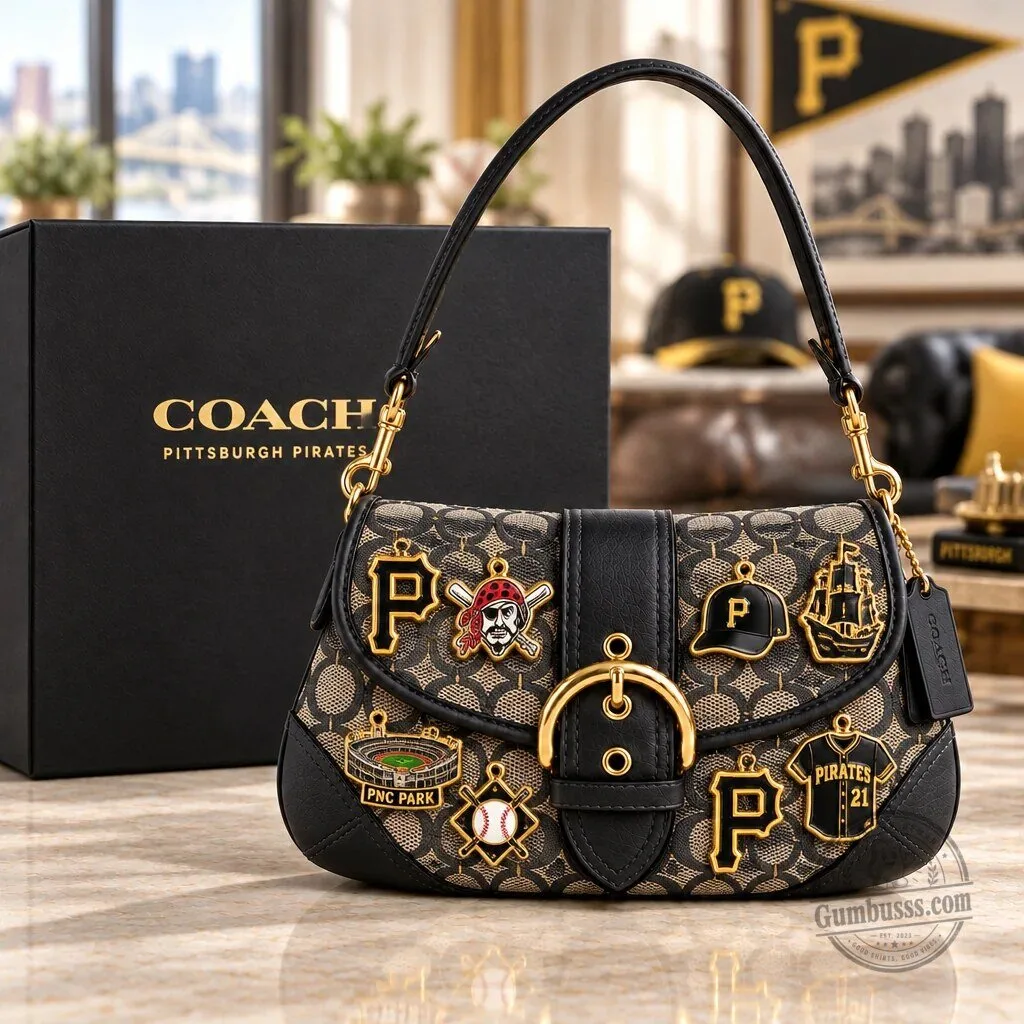 Pittsburgh Pirates Coach Signature Pattern Soho Shoulder Bag With Charms 1 Pittsburgh Pirates Coach Signature Pattern Soho Shoulder Bag With Charms
