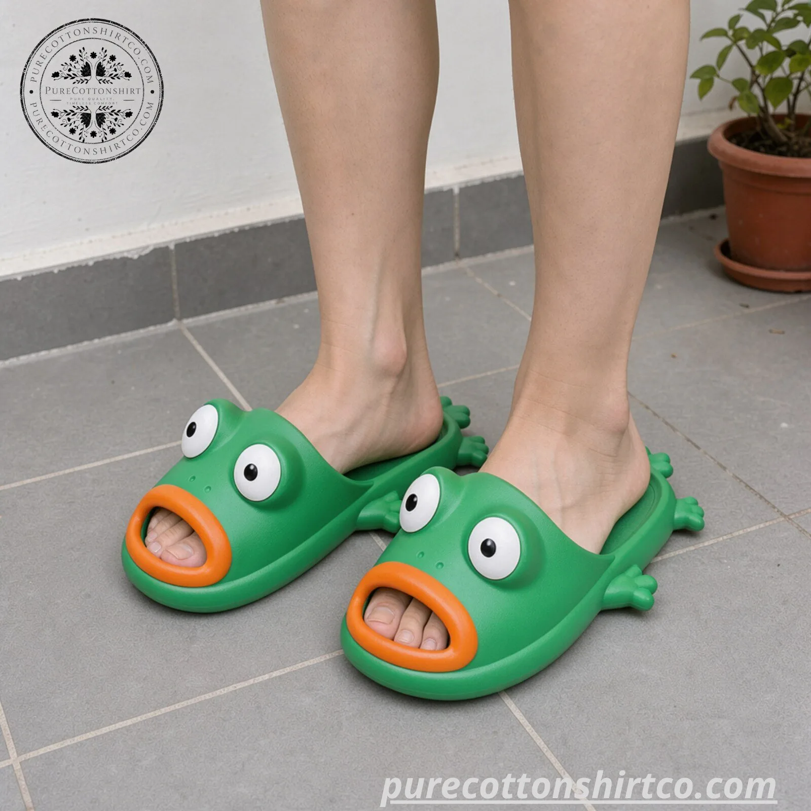 Cute Funny Green Frog Slides - Soft Cloud Cushion House Slippers 5 Cute Funny Green Frog Slides - Soft Cloud Cushion House Slippers