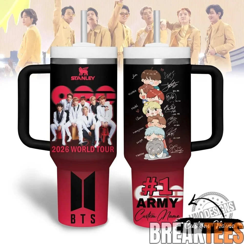 Stanley Style Insulated Tumbler with Handle featuring BTS K-Pop Band World Tour 2026