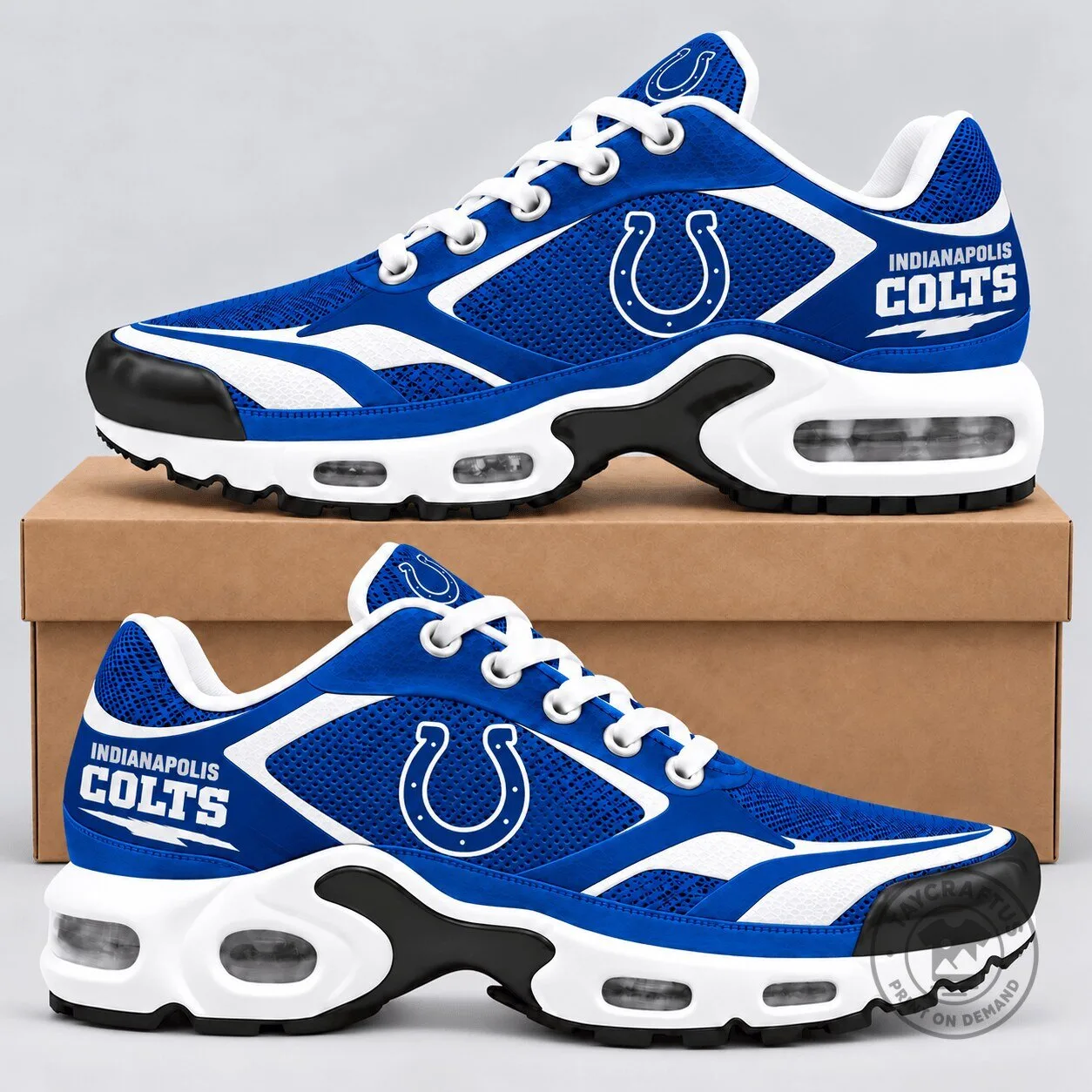 Indianapolis Colts Team Logo Blue and White Air Cushion Running Shoes 1 Indianapolis Colts Team Logo Blue and White Air Cushion Running Shoes