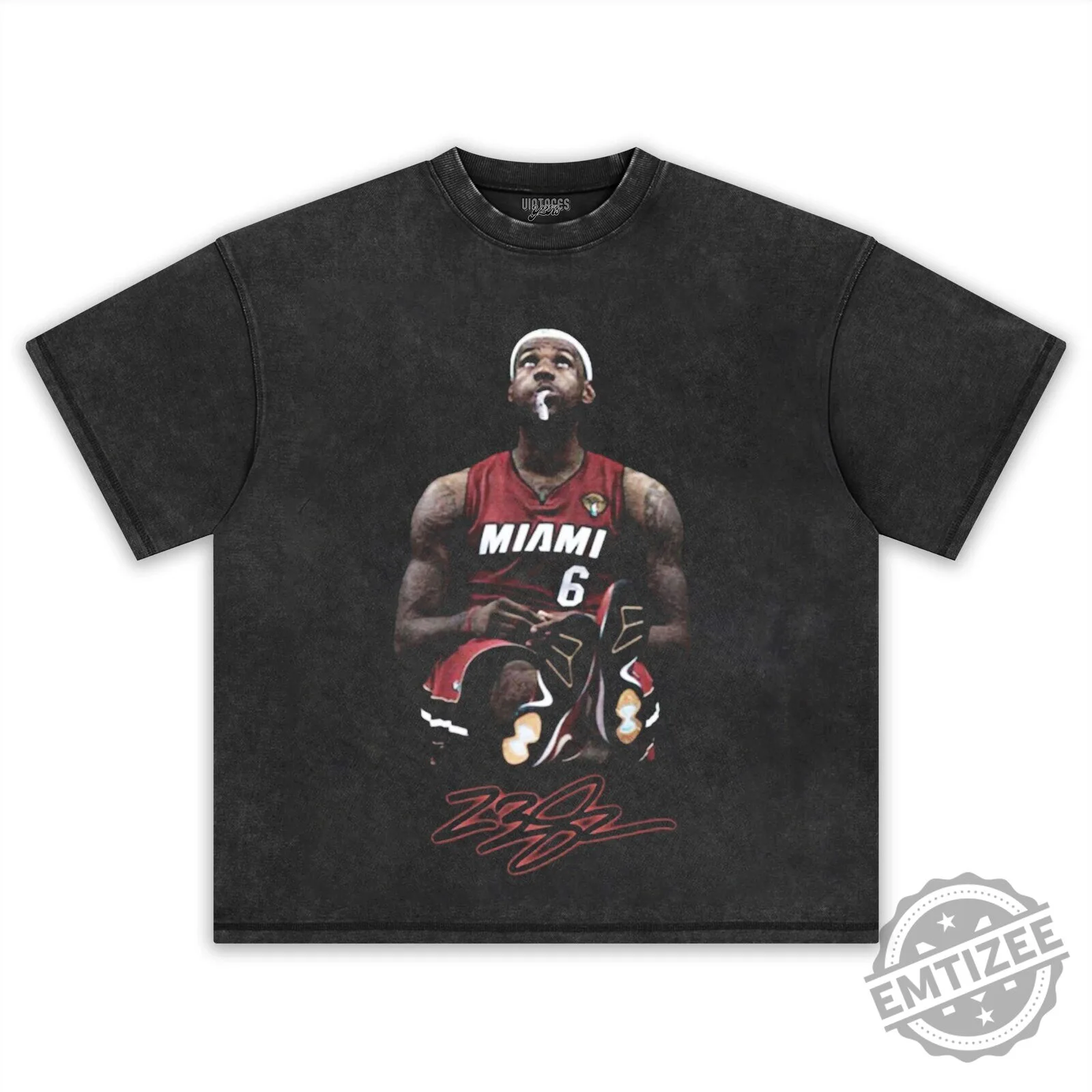 LeBron James Miami Heat Pondering Signature Graphic T-Shirt 11 LeBron James Miami Heat Pondering Signature Graphic T-Shirt