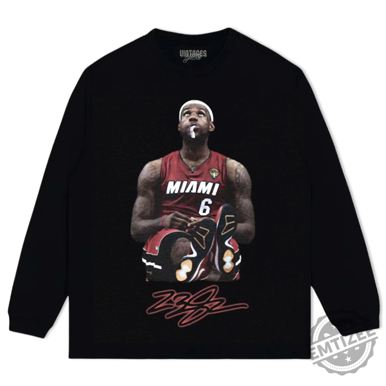 LeBron James Miami Heat Pondering Signature Graphic T-Shirt 12 LeBron James Miami Heat Pondering Signature Graphic T-Shirt