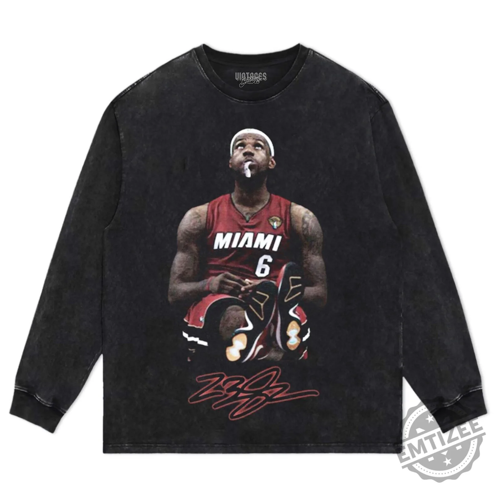 LeBron James Miami Heat Pondering Signature Graphic T-Shirt 13 LeBron James Miami Heat Pondering Signature Graphic T-Shirt