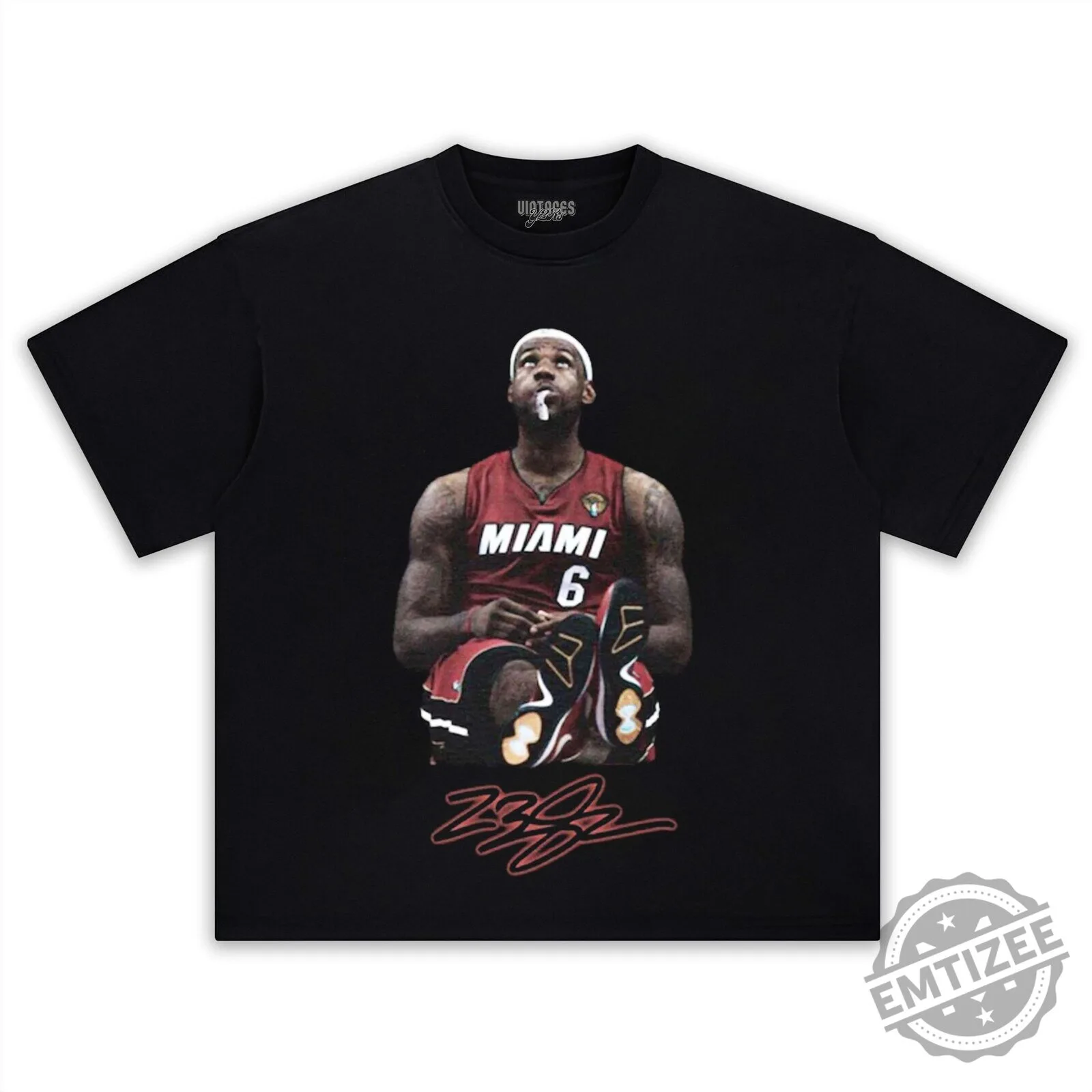LeBron James Miami Heat Pondering Signature Graphic T-Shirt 15 LeBron James Miami Heat Pondering Signature Graphic T-Shirt