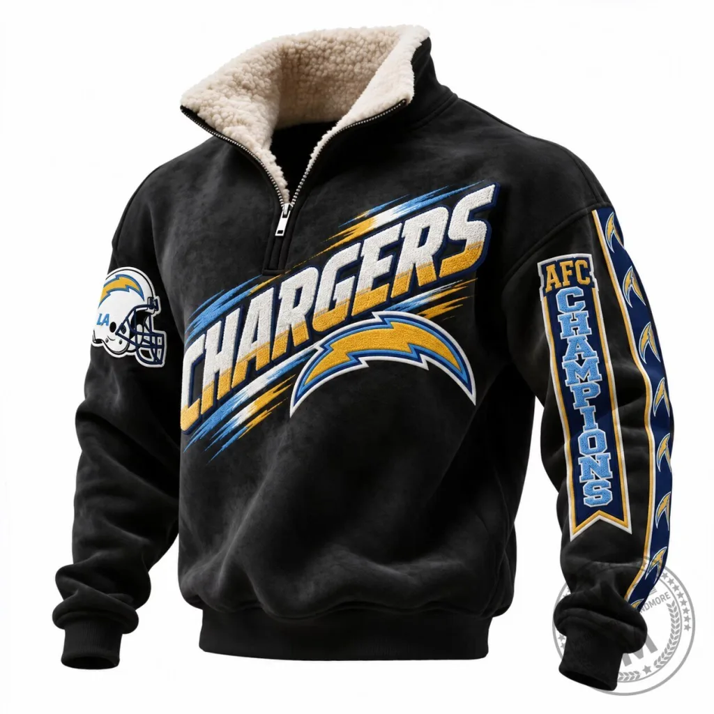 Los Angeles Chargers AFC Champions Quarter-Zip Sherpa Lined Sweatshirt Los Angeles Chargers AFC Champions Quarter-Zip Sherpa Lined Sweatshirt