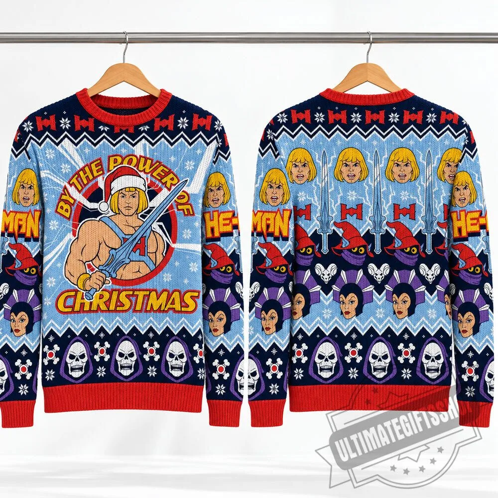 "Must-Have Ugly Christmas Sweaters: He-Man and Jaws Edition 2023" 19 He-Man Masters of the Universe By the Power of Christmas Ugly Christmas Sweater