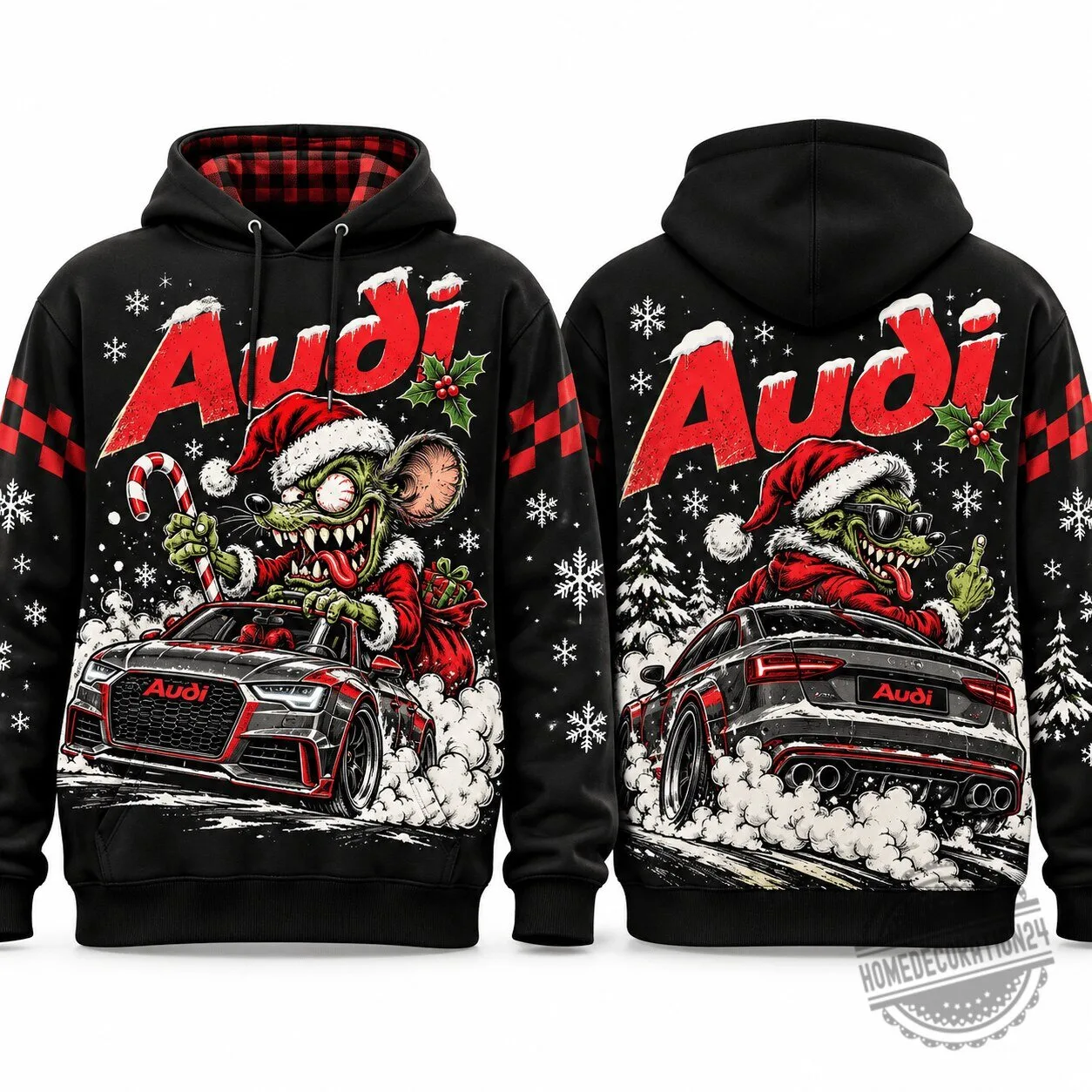 Audi Rat Fink Christmas Cartoon Car Racing Hoodie