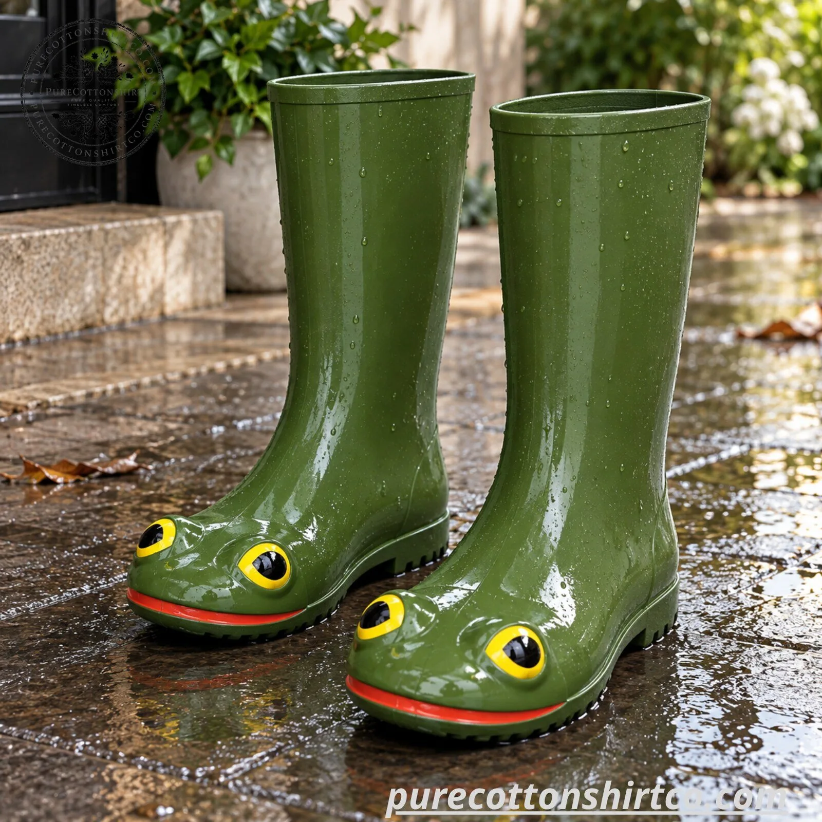 Cute Green Frog Rain Boots - Waterproof Rubber Frog Character Boots