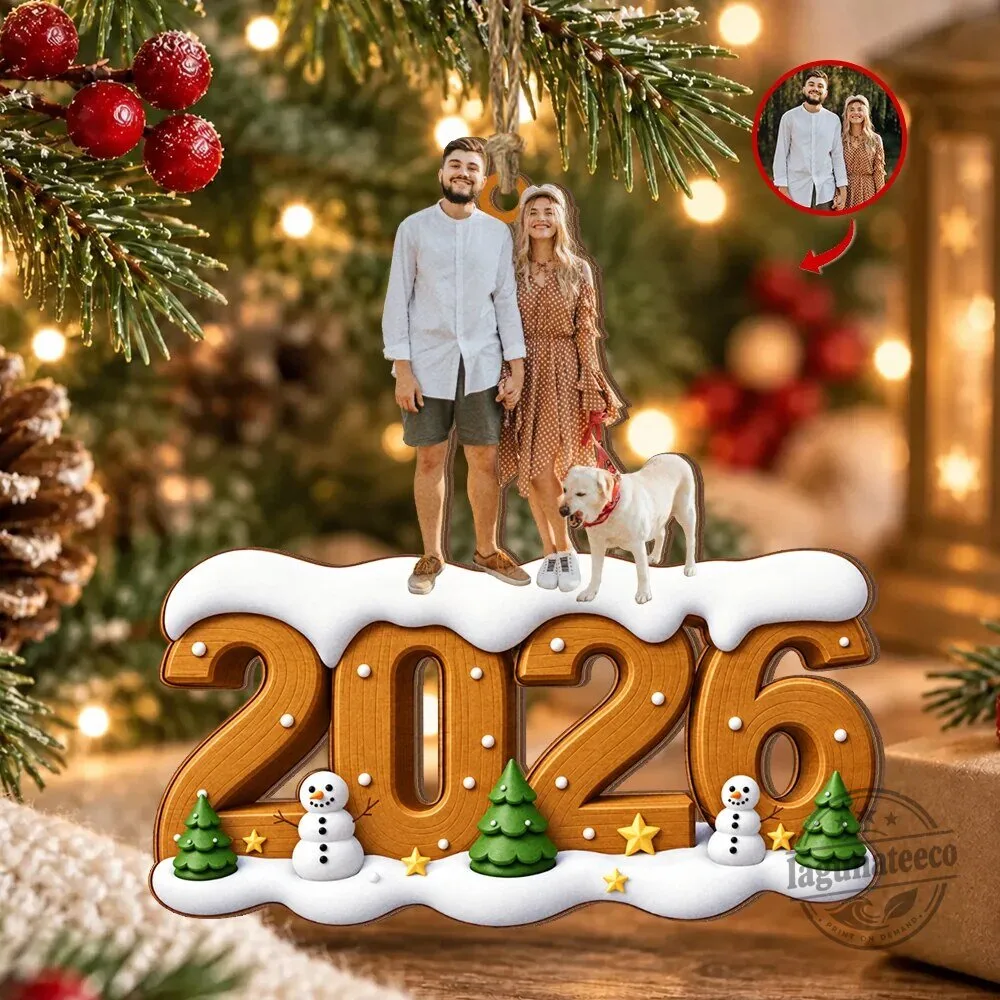 Personalized Family Photo Christmas Ornament with Custom Year and Snowmen 9 Personalized Family Photo Christmas Ornament with Custom Year and Snowmen