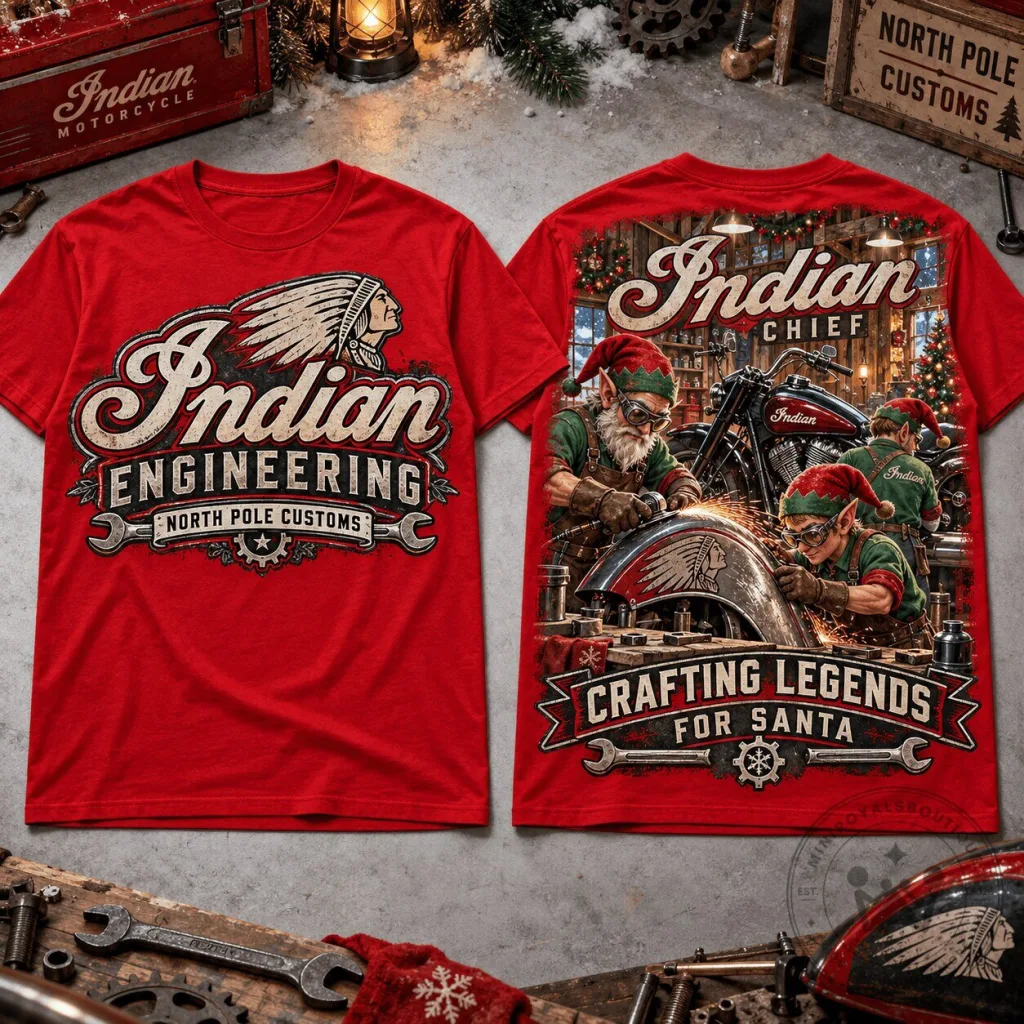 Indian Motorcycle Christmas Elves Mechanic Engineering T-Shirt Indian Motorcycle Christmas Elves Mechanic Engineering T-Shirt