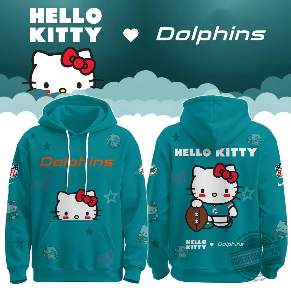 Hello Kitty Miami Dolphins Football Team Fan Hoodie Hello Kitty Miami Dolphins Football Team Fan Hoodie