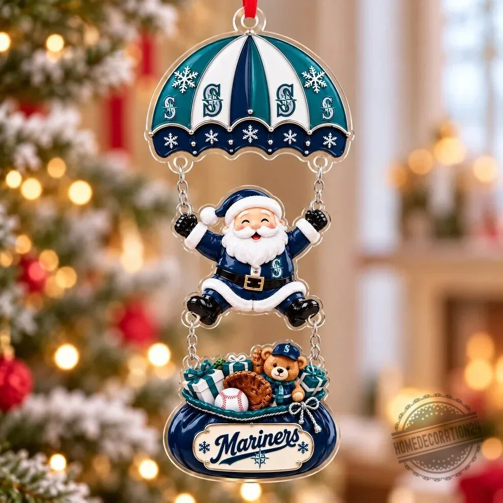 Seattle Mariners Major League Baseball Santa Parachute Christmas Tree Ornament 1 Seattle Mariners Major League Baseball Santa Parachute Christmas Tree Ornament