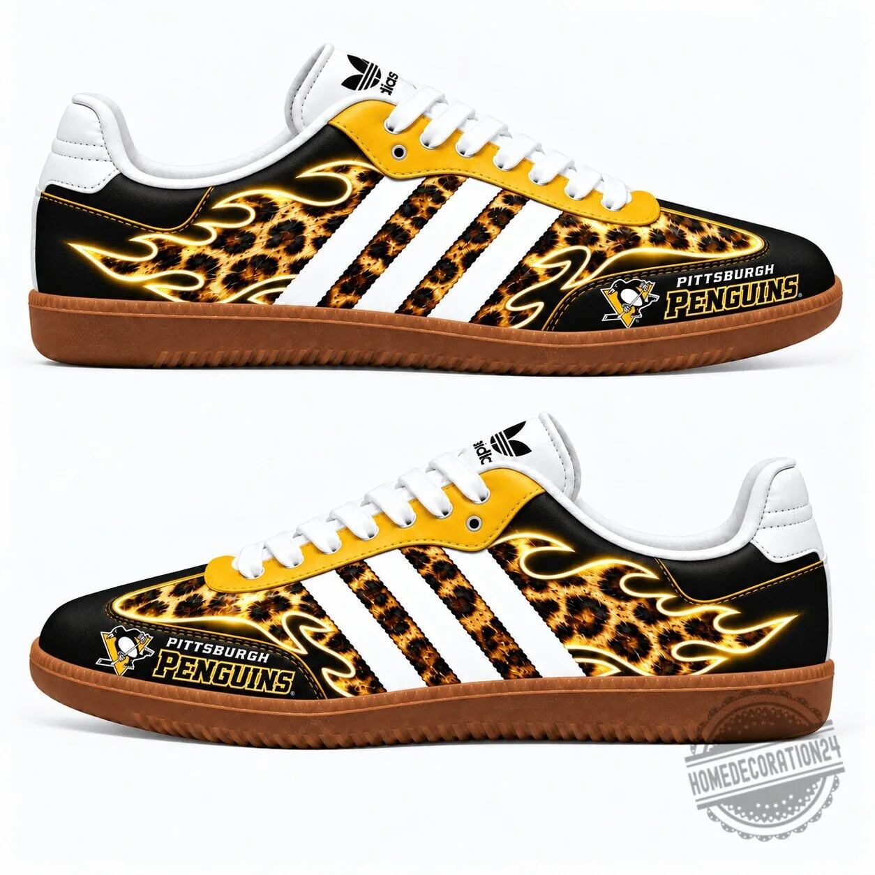 Pittsburgh Penguins Leopard Print Flame Pattern Casual Shoes