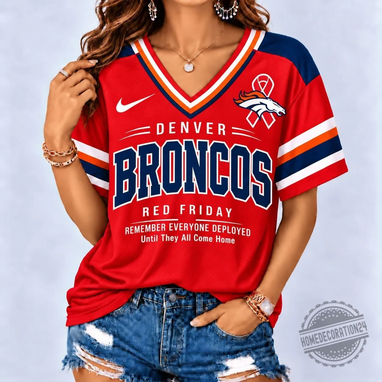 Denver Broncos Red Friday Remember Everyone Deployed Until They All Come Home T-Shirt