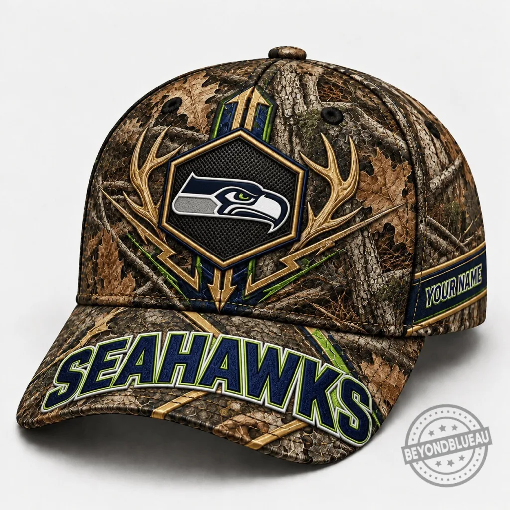 Seattle Seahawks NFL Team Camouflage Hunting Cap Hat with Custom Name Seattle Seahawks NFL Team Camouflage Hunting Cap Hat with Custom Name