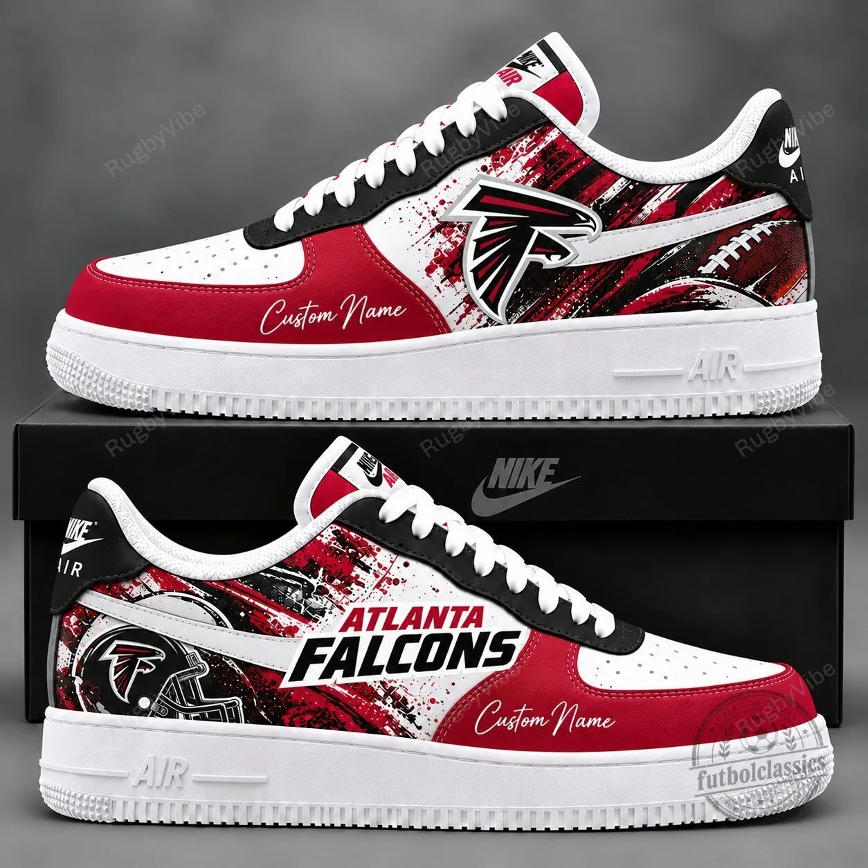 Atlanta Falcons Custom Name Red and White Team Logo Sneakers 1 Atlanta Falcons Custom Name Red and White Team Logo Sneakers