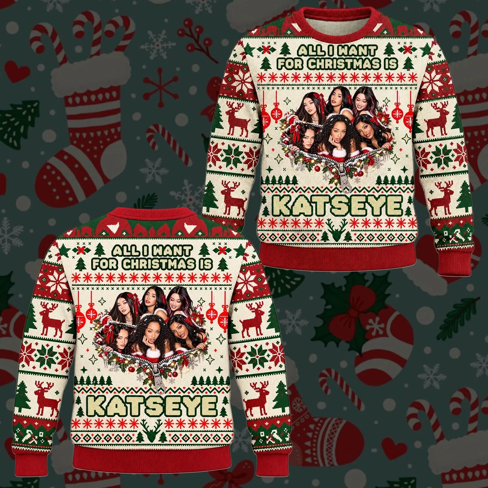 All I Want For Christmas Is KATSEYE Ugly Sweater 3 All I Want For Christmas Is KATSEYE Ugly Sweater