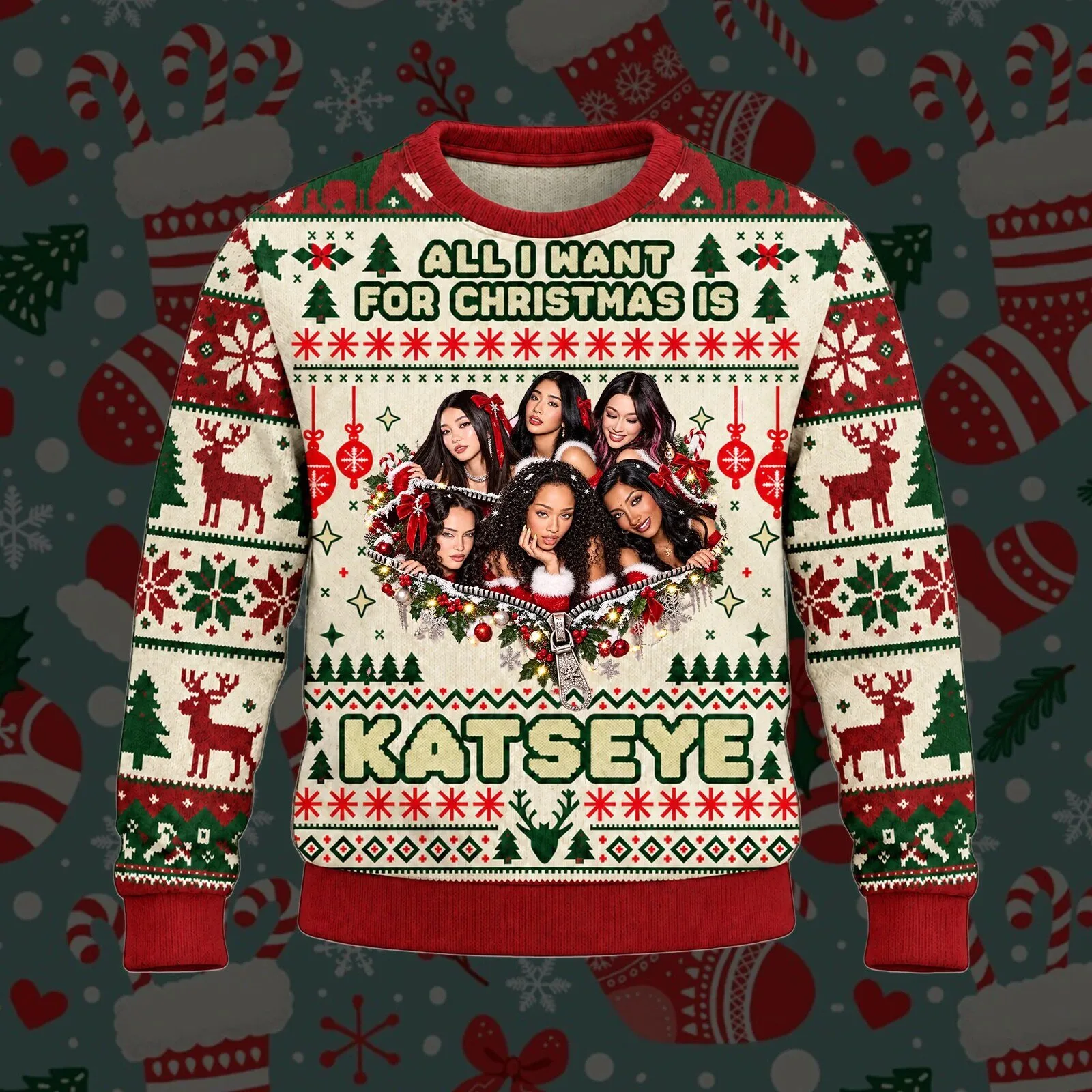 All I Want For Christmas Is KATSEYE Ugly Sweater 5 All I Want For Christmas Is KATSEYE Ugly Sweater